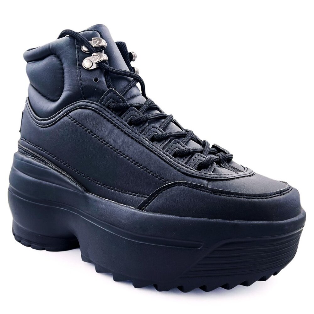 MACY 01 Shadow Mode Black Platform Sneakers - Picture 2 of 3